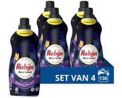 Robijn - Klein & Krachtig Wasmiddel Black Velvet 34 Wasbeurten - 4 x 1,19 liter - Voordeelverpakking