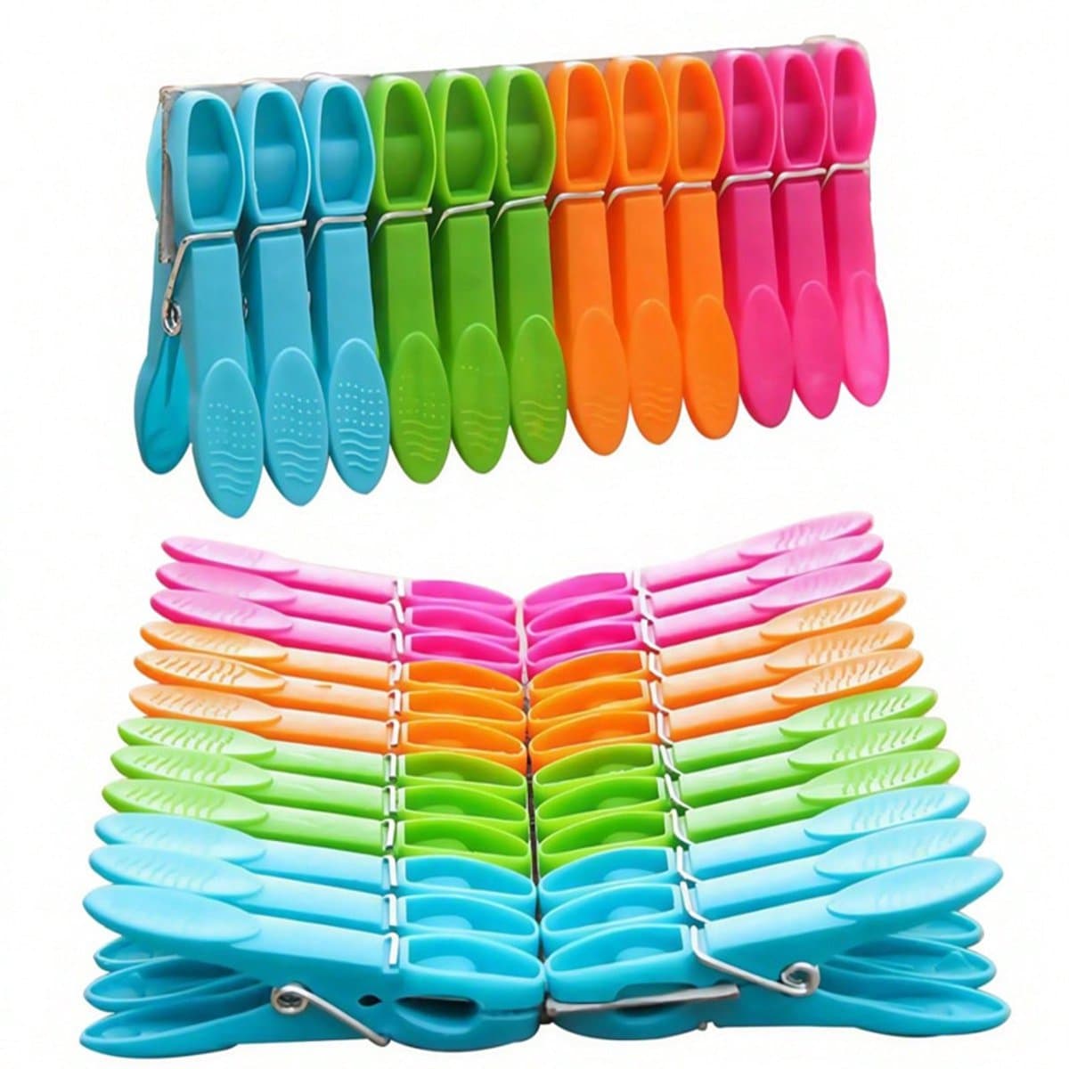 Verpakking met 48 wasknijpers, antislip en stevig, met duurzame veren, verkrijgbaar in diverse kleuren, gemaakt van kunststof, geschikt voor het drogen van kleding in huis, tuin, binnen en buiten. — afbeelding 1
