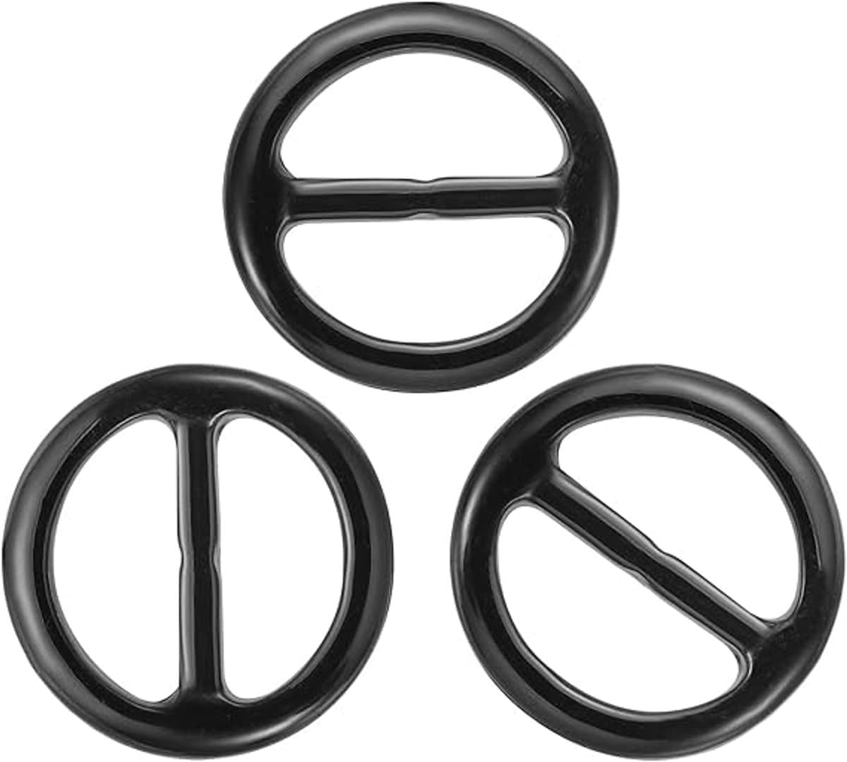 1,4 inch hars sjaalring, 3 stuks ronde zijden ringen voor dames, losse T-shirtversiering, zwarte stijl — afbeelding 1