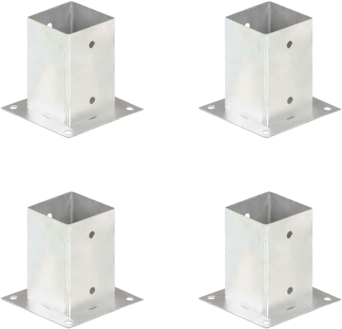 Paalankers 4 stuks - Paalhouders Fundering - Stevige Constructies Bouwen - Roestbestendig Gegalvaniseerd Metaal - 91 mm Vierkant - Zilver — afbeelding 1