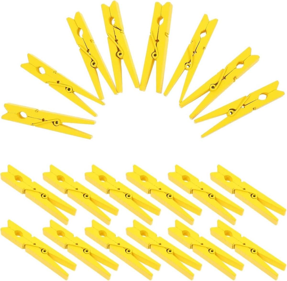 Wasknijpers van bamboe - 30 stuks - Duurzame houten wasknijpers - Milieuvriendelijk - Geel - Praktische houtkunst — afbeelding 1