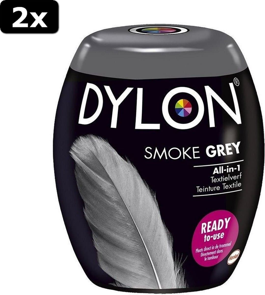 2x Dylon Machinewas Textielverf Smoke Grey 350 gr — afbeelding 1