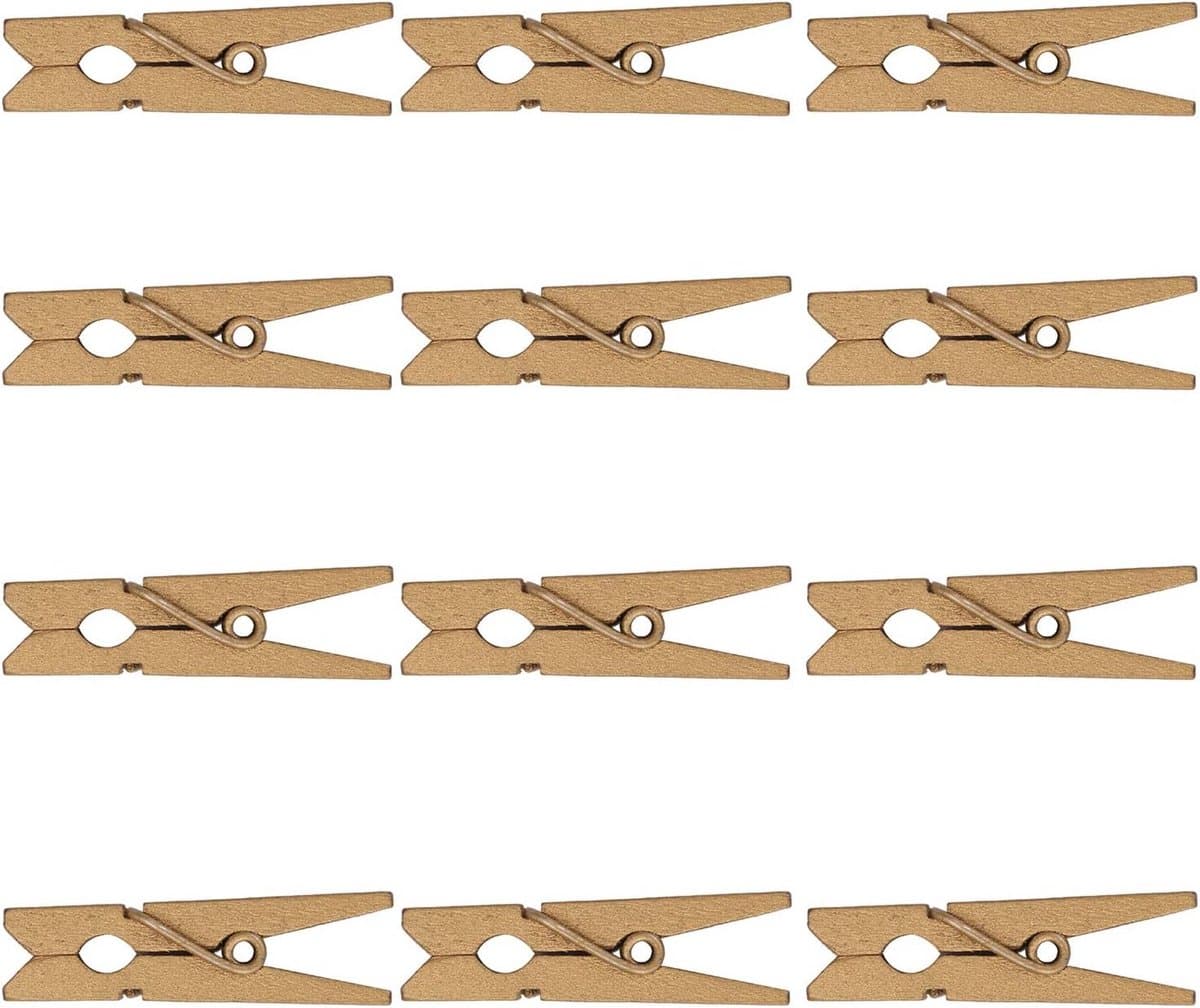Houten Mini Knijpers - Kleine Klemmen - Knutselen Foto's - Natuurlijk Hardhout - 3.5cm 50 Stuks - Houtkleur — afbeelding 1