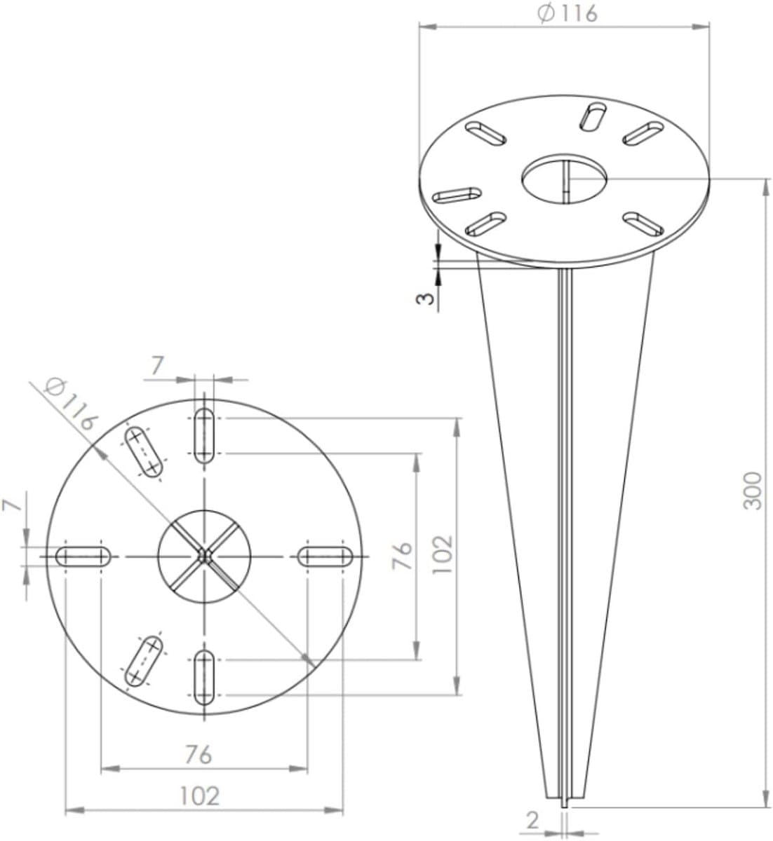 Grondanker voor tuinen - Ø 116 x 300 mm met kabeldoorvoer - Gegalvaniseerd staal — afbeelding 1