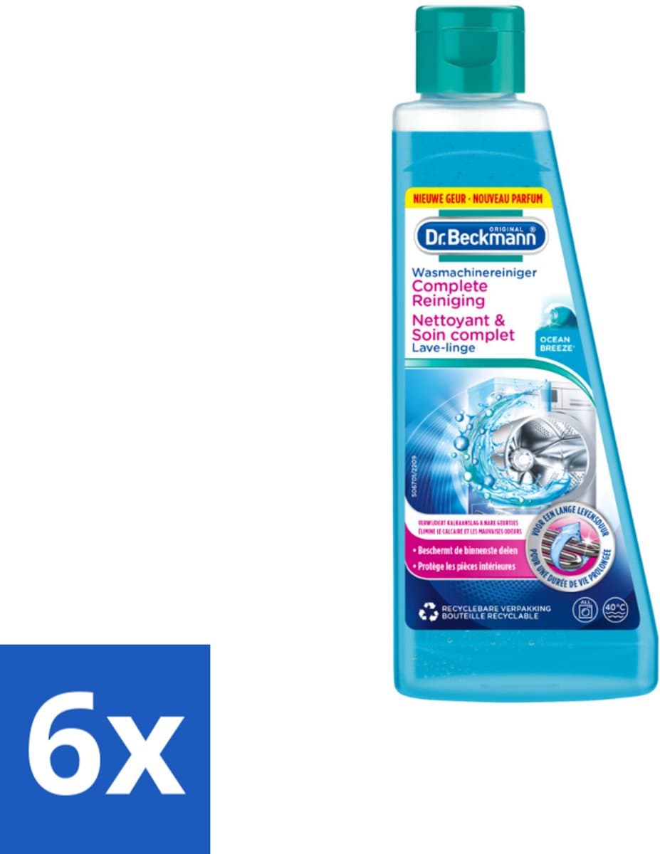 6 x Dr. Beckmann Wasmachinereiniger Ocean Breeze 250 ml - Wasmachine Reiniger - Kalkverwijderaar - Wasmachine Schoonmaken - Wasmachine Onderhoud - Ocean Breeze Geur — afbeelding 1