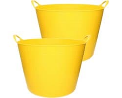 2x stuks flexibele kuip emmer/wasmand rond geel 43 liter - Opbergmanden — afbeelding 1