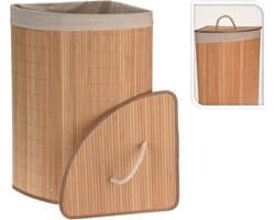 Bathroom Solutions Wasmand - bamboe hout - met deksel - naturel - 35 x 35 x 60 cm - 70 liter - opvouwbaar