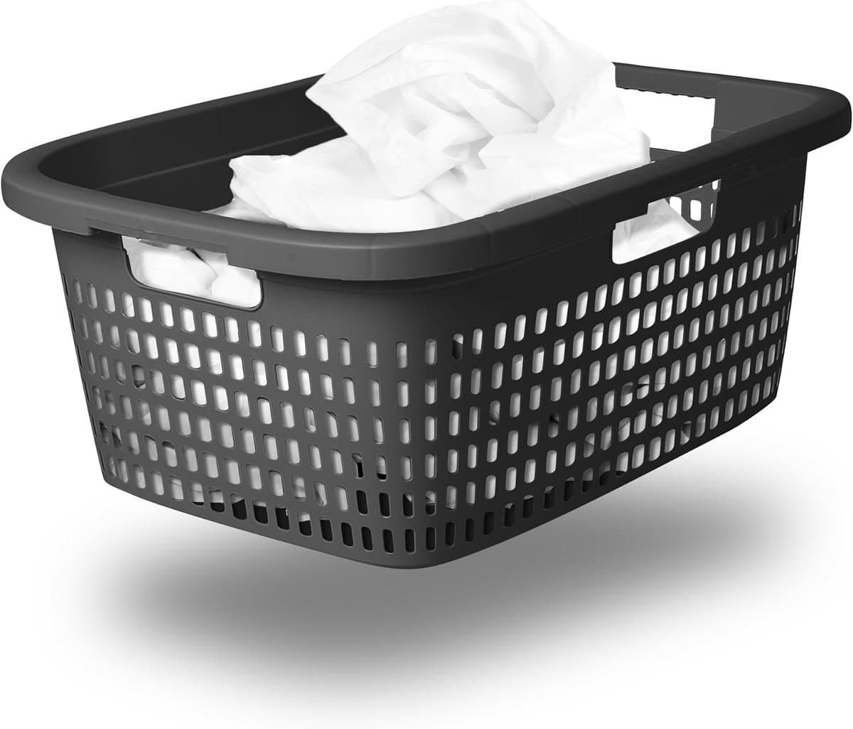 Novaliv wasmand met 3 handgrepen 25L antraciet, wasboxset wasemmer wascontainer voor badkamerwas vuile was, wasmanden vuile wascontainer wasmand verzamelbox — afbeelding 1