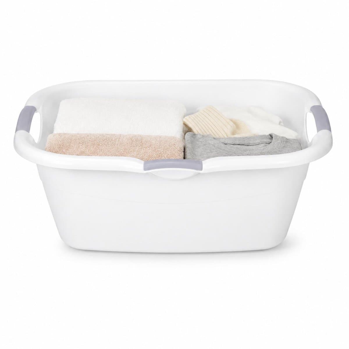 Storage Solutions wasmand - 35 liter - wit - kunststof - 68 x 46 x 25 cm - draagmand - met handvatten - lichtgewicht — afbeelding 1