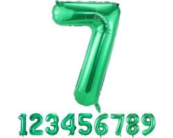 Ballon Nummer 7 Groen Folieballon XXL 40" - 101cm Verjaardag Decoratie Gigantische Ballonnummer Deco voor Verjaardag,Vliegt met Helium