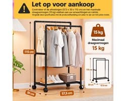 Oprolbaar kledingrek - wasdroogrek - draagvermogen tot 110 kg, zwart.