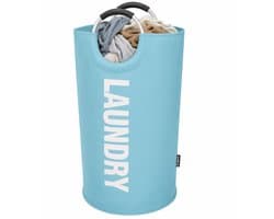 BOTC Wasmand - Waszak - Laundry basket - Wassorteerder 82 liter - 38x72 cm - waszak vouwbaar - draagbaar wasbox - Blauw