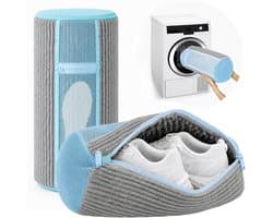 Dikke schoenwaszak, verpakking van 2 stuks, met netvak aan de buitenkant, herbruikbare waszak voor wasmachine en droger, 360° pluche reiniging, beschermhoes voor sneakers, gymschoenen, ideaal