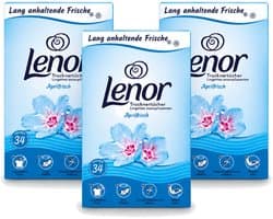 3 x Lenor - Droogtrommeldoekjes - Aprilfris - Textielverfrisser - 34 Doekjes - Voordeelverpakking - 3 stuks