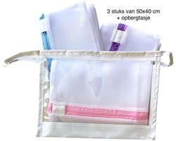 Waszak - Wasnetten voor de wasmachine 3x - opbergtasje 1x - Wit - Roze - Blauw - Paars - 50 x 40 cm - Incl. verzenden - Ritssluiting - Wasnetjes - Washing Bag - Waszakken - Wasnetje bh lingerie - Transparant - 100% polyester - Wasmachine
