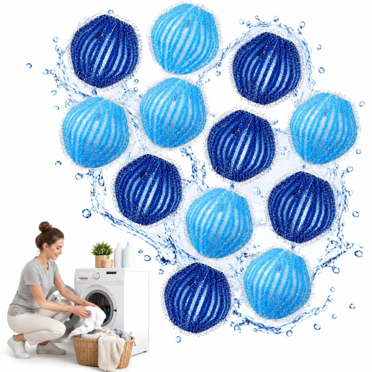 12x Witte Wasmachines Ballen - Anti-klit & Verwijderen Huisdier Haar — afbeelding 1