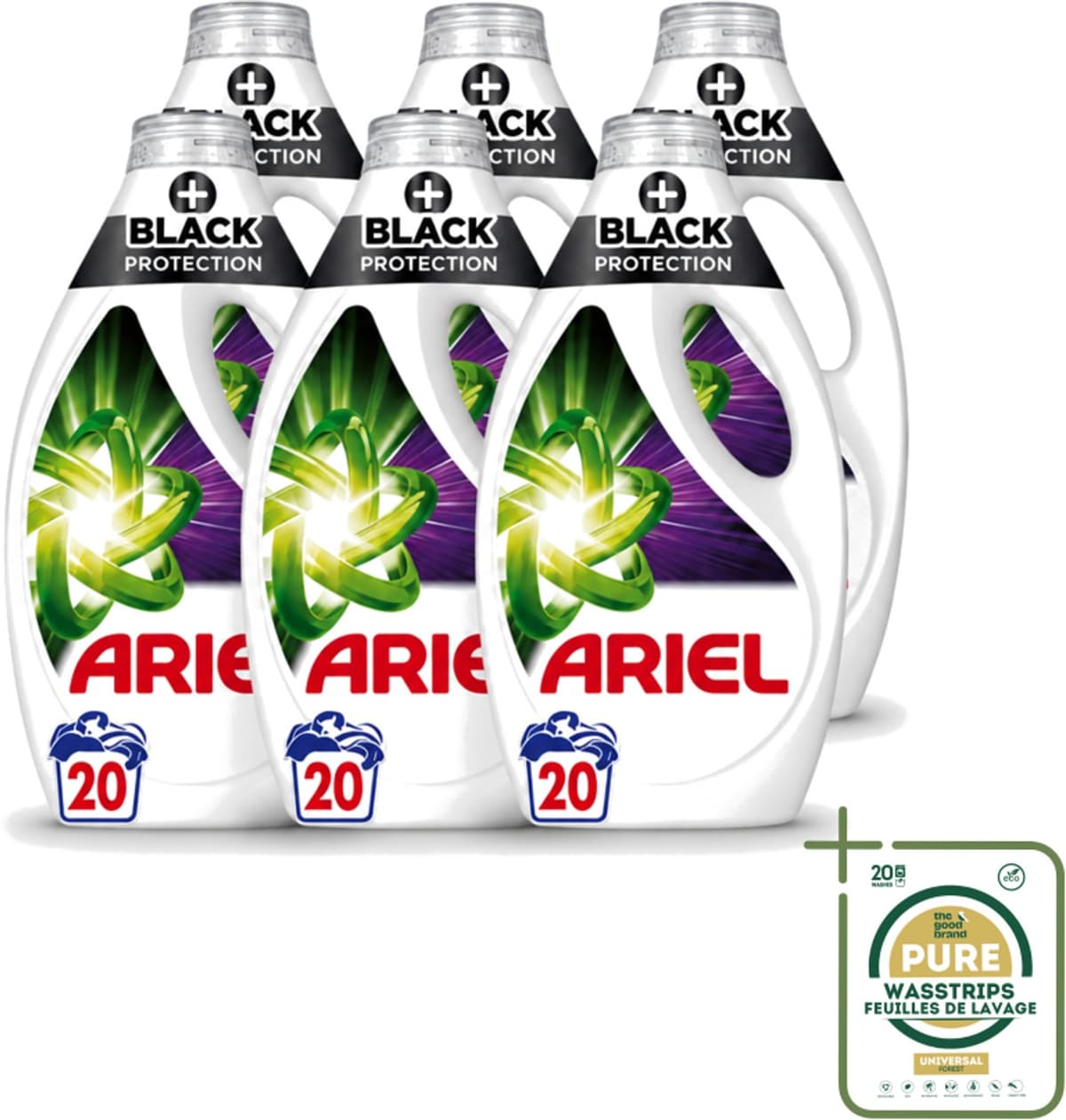 6 x Ariel – +Revita Black – Vloeibaar Wasmiddel – 900 ml - Wasstrips - Donkere Was - Kleurbescherming - Vlekverwijdering - Cools Wasmiddel - Zwarte Kleding Beschermen — afbeelding 1