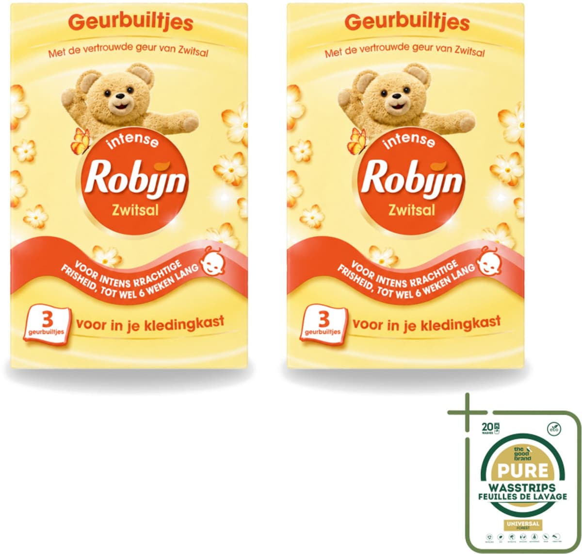 2 x Robijn - Zwitsal - Geurbuiltjes - Zachte Babygeur - Hypoallergeen - 3 Geurbuiltjes - Wasstrips - Zwitsal Geur - Geurbuiltjes - Babygeur - Kastgeur - Ladegeur — afbeelding 1