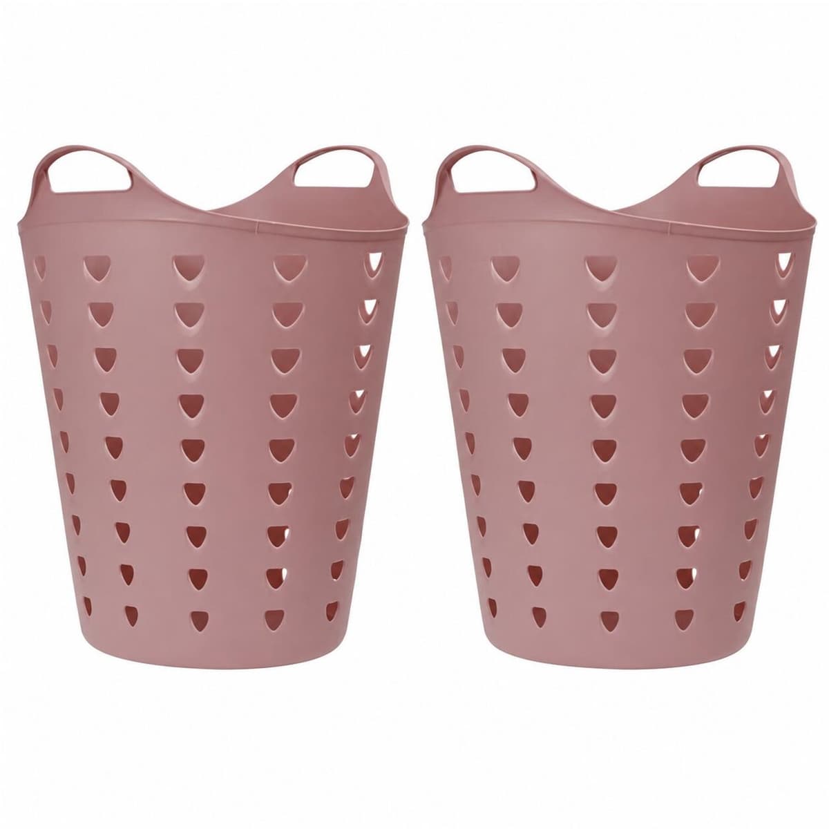 Excellent Houseware Flexibele wasmand - 2x - oudroze - 60 liter - kunststof - 47 x 50 cm — afbeelding 1