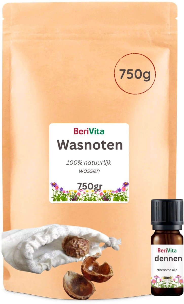 Wasnoten 750gr met 10ml Dennen Geurolie en Waszakje - Natuurlijk Wassen — afbeelding 1