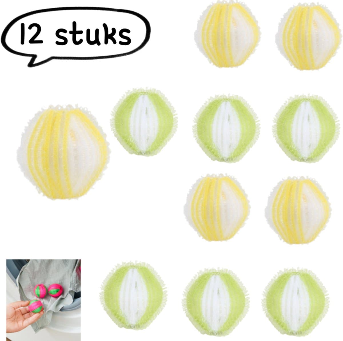 Set van 15 haarverwijderaars - Nylon magische pluizenballen voor wasmachines met voorlader - Pluis- en vuilverwijderende wasballen - Anti-klit pluizenballen - Gemengde kleuren — afbeelding 1