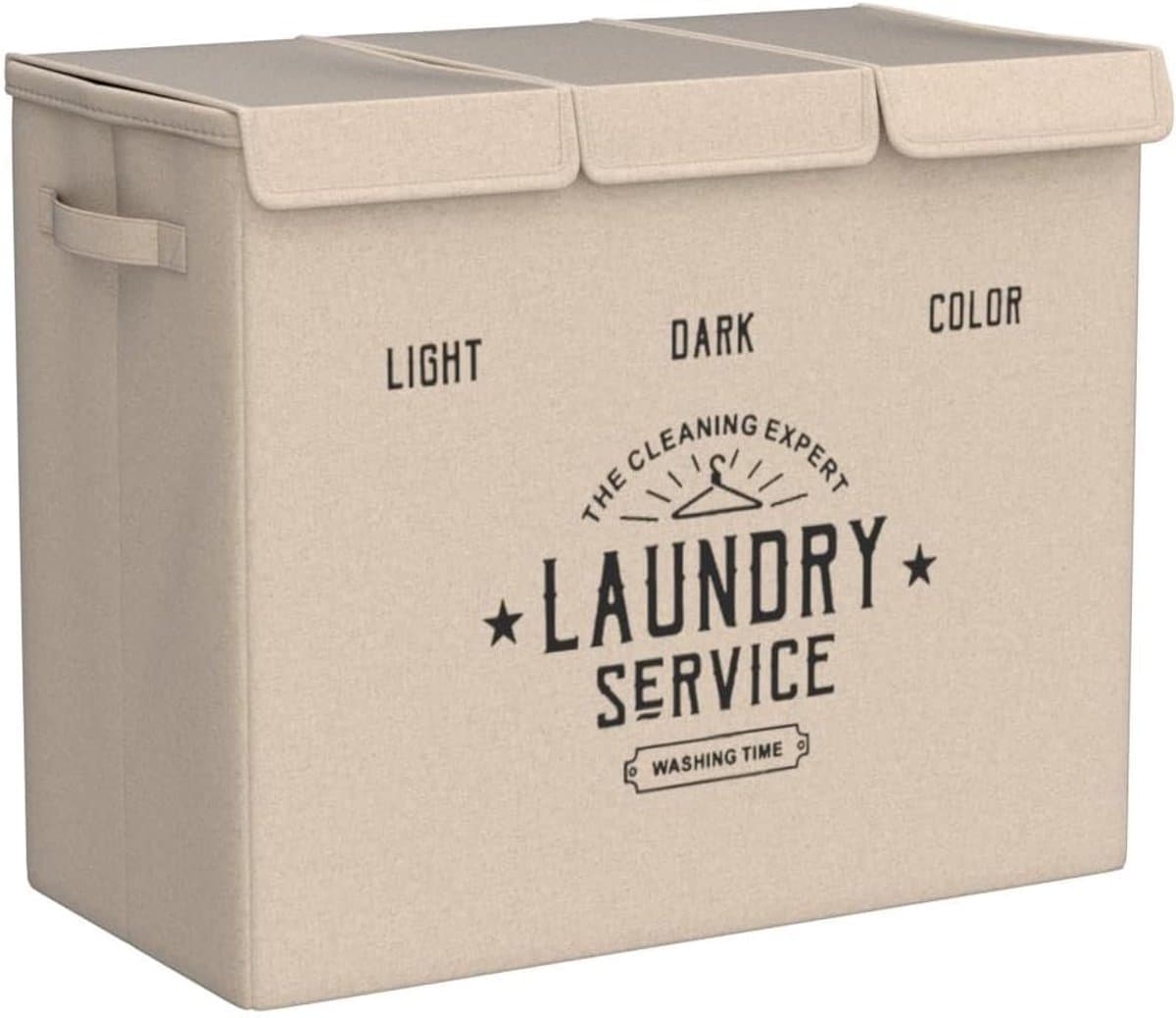 Wasmand 3 Vakken - Wassorteerder -84L-Beige — afbeelding 1