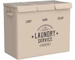 Wasmand 3 Vakken - Wassorteerder -84L-Beige
