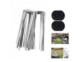 20 stuks - U-vormige grondnagels - gazonfolienagels - tentnagels voor buiten - grondzeilnagels voor tuin - gegalvaniseerde stalen nagels - 15×4×0,3 cm — afbeelding 1