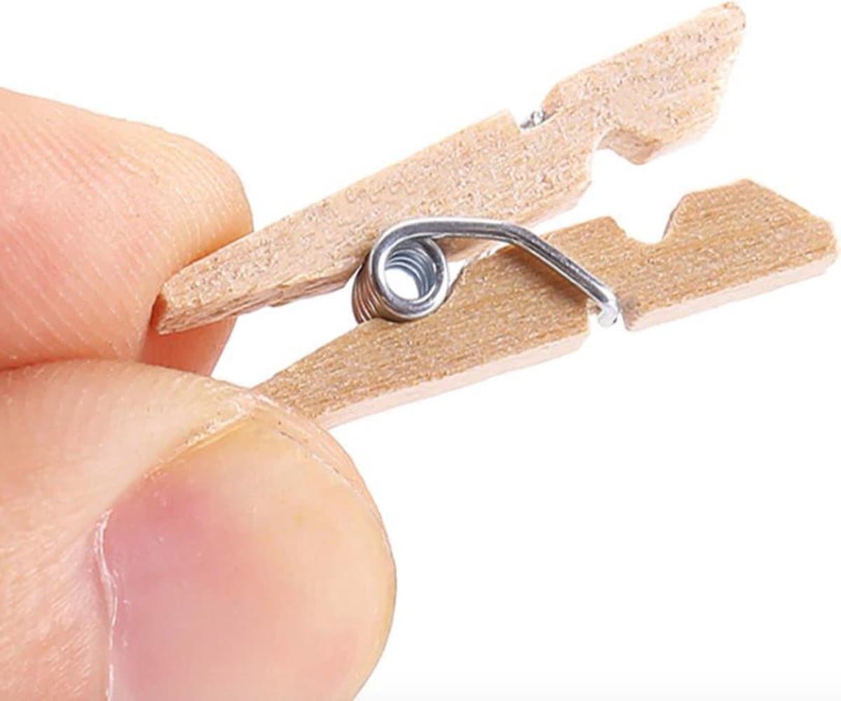 Mini Wasknijpers Hout - 25MM - 100 stuks — afbeelding 1