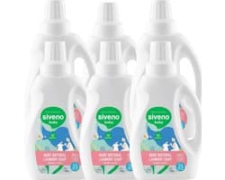 Siveno Natuurlijk Wasmiddel speciaal ontwikkeld voor Babykleding en gevoelige huid - Kwartaalpakket 6x 750ml - Kokosnoot extract - Parfumvrij- Dermatologisch getest - Neutraal en puur zonder chemische middelen -