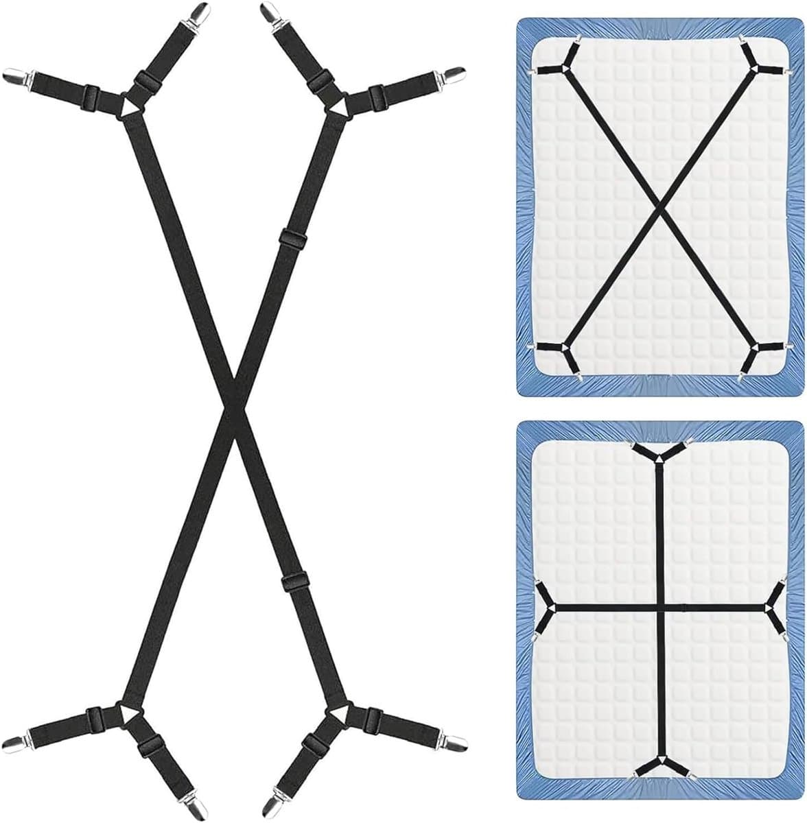 Ibenzoa® Duurzame Verstelbare Bed Spanner Set - 2 Stuks Zwart — afbeelding 1