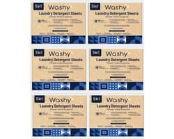 Washy Wasstrips Kersengeur 6X - Wasmiddeldoekjes voor Witte, Gekleurde en Zwarte Was - Wasmiddel Strips - Eco Wasmiddel Vellen - Duurzame Laundry Strips (600 wasbeurten)