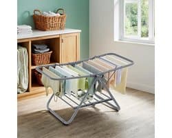 Opvouwbaar 2-Lagen Wasdroogrek - Ruimtebesparend Metalen Kledinghanger voor Kleine Kleding & Handdoeken, Vrijstaand Compact Ontwerp (44.45cm x 101.6cm x 53.34cm)