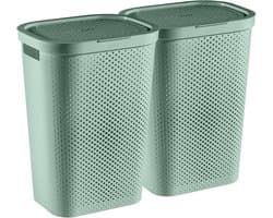 Curver Infinity Recycled Wasmand met deksel - 60L - 2 stuks - Groen