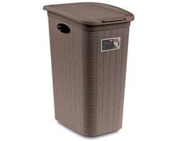 Wasmand met deksel 'Elegance' - 36 Liter - Met ventilatie - Handgrepen - Taupe