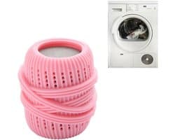 Herbruikbare wasmiddelcapsules, dispensers voor wasverzachter, schoonmaaksponzen voor de was, huishoudelijke alternatieven (roze).