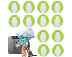 Dierenhaarverwijderaar voor Wasmachine - 12 Stuks - Herbruikbare Wasballen - Verwijdert Hondenhaar, Kattenhaar & Pluisjes - Anti-Haar Wasmachine Filter - Beschermt Kleding & Machine - Groen/Wit