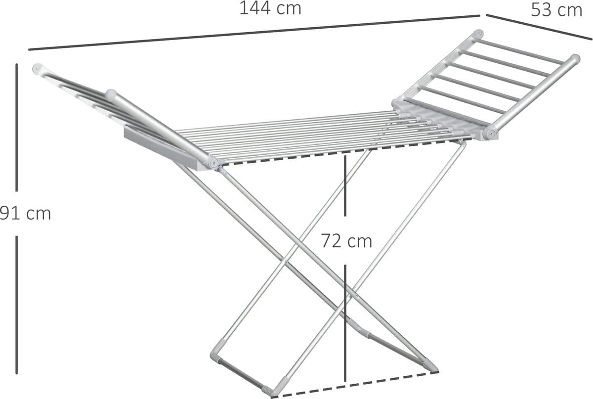 Killogood Elektrische verwarmde handdoekradiator met opvouwbare vleugels - ruimtebesparend - aluminiumlegering - 144x53x91cm - zilver — afbeelding 1