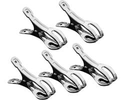 Wasknijpers Strandhanddoek - Kledingclips - Handdoeken Vastzetten - Roestvrij Staal - 10 Stuks - Zilver
