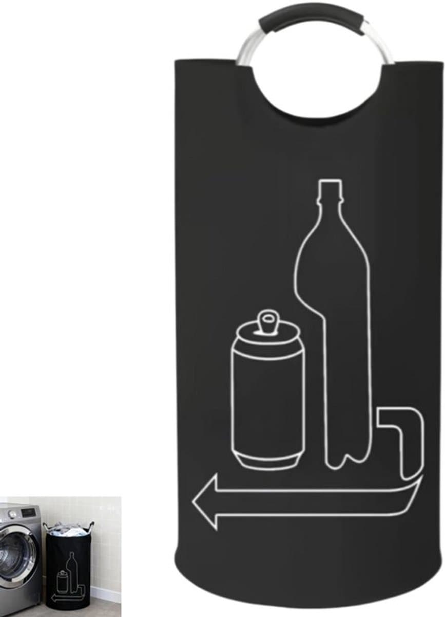 Verzamelbak voor lege flessen - Opbergzakken van Oxford-stof - Wasmand - 115L verzamelbak voor statiegeldflessen - voor voorraadkast, garage, thuiskantoor, camping, picknick, kofferbak - 83.5×43.5cm - zwart — afbeelding 1