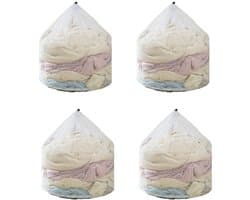 4-stuks Waszak van mesh voor de wasmachine - Waszak voor truien - Waszak met grote capaciteit - Waszak van mesh met trekkoord - 30x40 cm - Verdikt - Vormvast - Geschikt voor wasmachines, thuis, studentenkamers, hotels en op reis - Wit — afbeelding 1