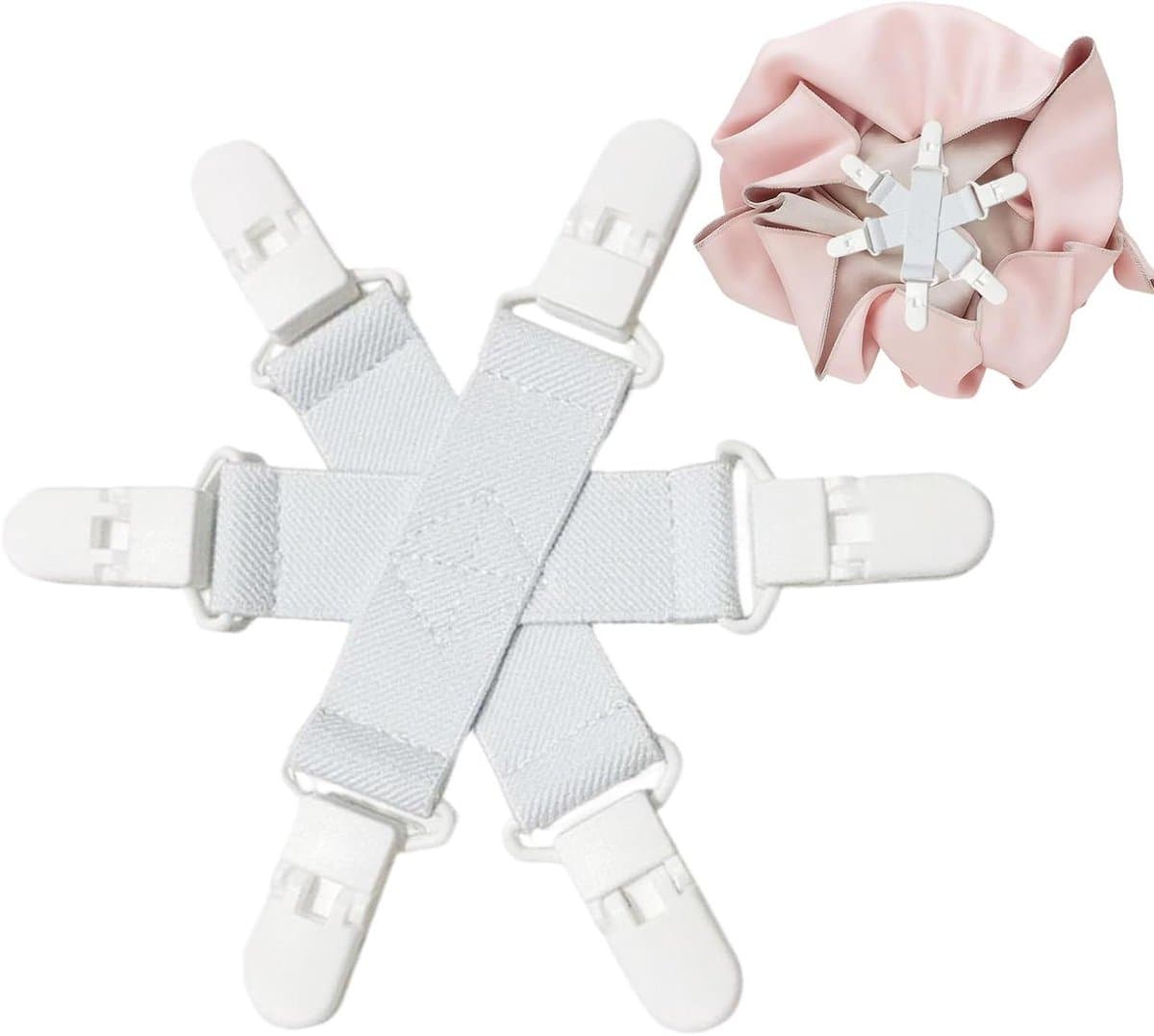 Wasknijpers - Bedrijf Clips - Beddengoed Organiseren - Anti-Klit Structuur - 14 x 14 x 1 cm - Wit Blauw — afbeelding 1