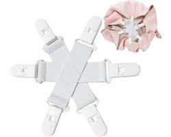 Wasknijpers - Bedrijf Clips - Beddengoed Organiseren - Anti-Klit Structuur - 14 x 14 x 1 cm - Wit Blauw