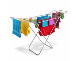 Droogrek Staand - Wasrek met 16m Drooglengte - Droogrek Inklapbaar - Hangdroogrek met Poedercoating - Lichtgewichte Wasdroogrek - Clothes Rack - Droogrekken - Stevig Wasdroogrek - Clothes Drying Rack - Droogtoren - Wasdroogtoren - Zilver - CleanRite