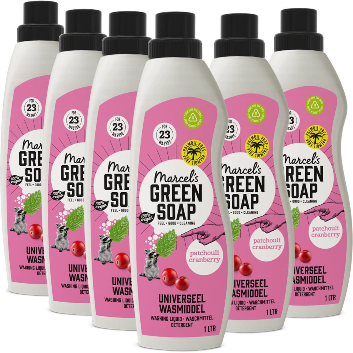 Marcel's Green Soap Universeel Wasmiddel - Patchouli & Cranberry - 6 x 1L - 138 wasbeurten — afbeelding 1