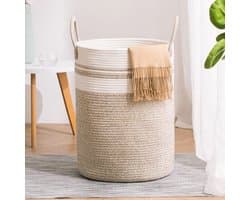 Dailygoods- Wasmand 58L - Gevlochten Opbergmand - Handgemaakt Katoen - Scandinavisch Ontwerp - Veilig voor Kinderen - 38 x 50 cm