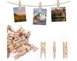 200pcs Mini Clothes Pegs - 26mm Kleine Houten Clips - Foto Klemmen - Kantoor Benodigdheden voor Klassenlokalen - Wanddecoratie voor Foto's
