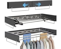HEZIVO® Droogrek Muur - Wasrek Muurbevestiging - Opvouwbaar Wanddroogrek - Uitklapbaar Handdoekrek - 80 cm - Wit