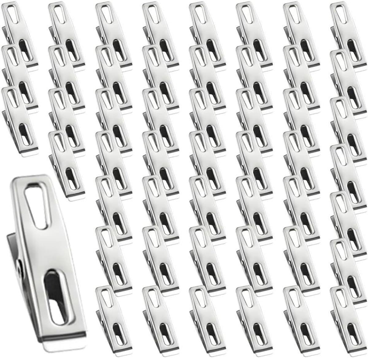 Wasknijpers - Handdoekclips - Kleding Droge Houden - Roestvrij Staal - 50 Stuks - Zilver — afbeelding 1
