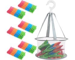 72 Pcs Clothes Pegs with Basket, Clothes Pegs Without Print, Windproof Non-Slip Clothes Pin Basket for Clothespins - ShopVlot